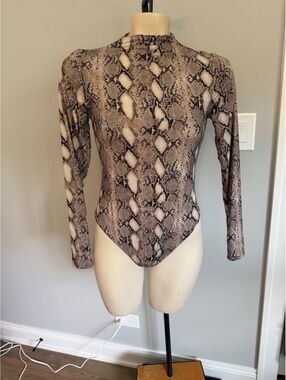 Naked Truth Women's Snake Print Long Sleeve Bodysuit